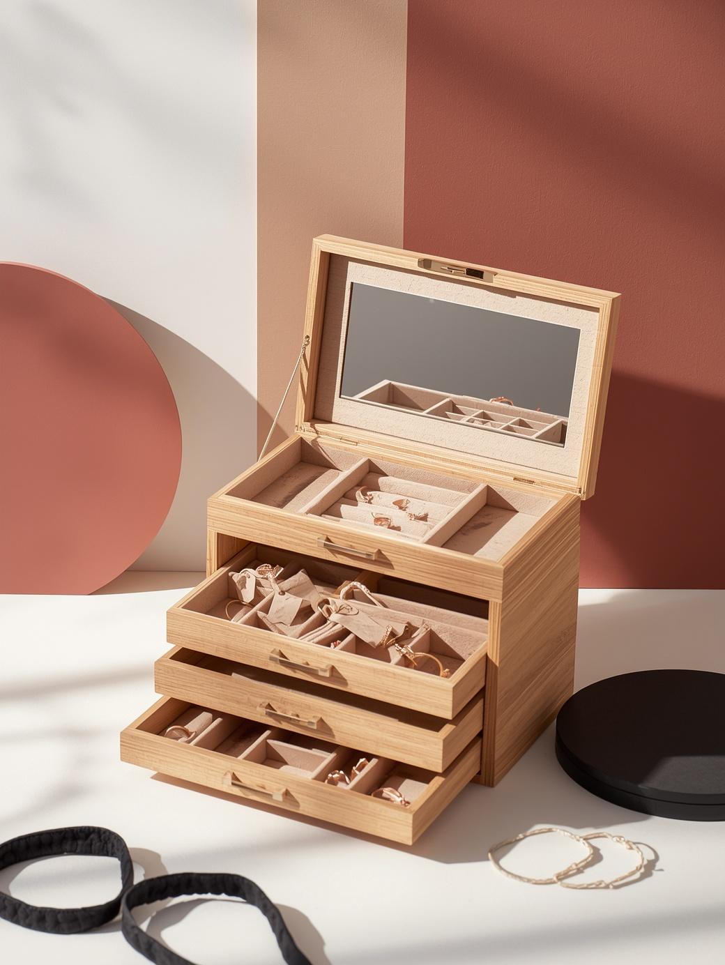 Boîte à bijoux en bois