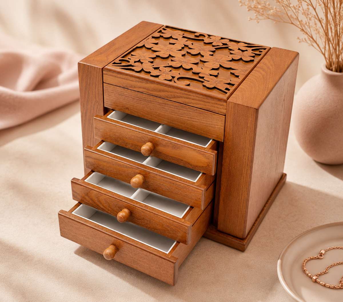 Boîte à bijoux en bois - L’Écrin Bois Fleuri