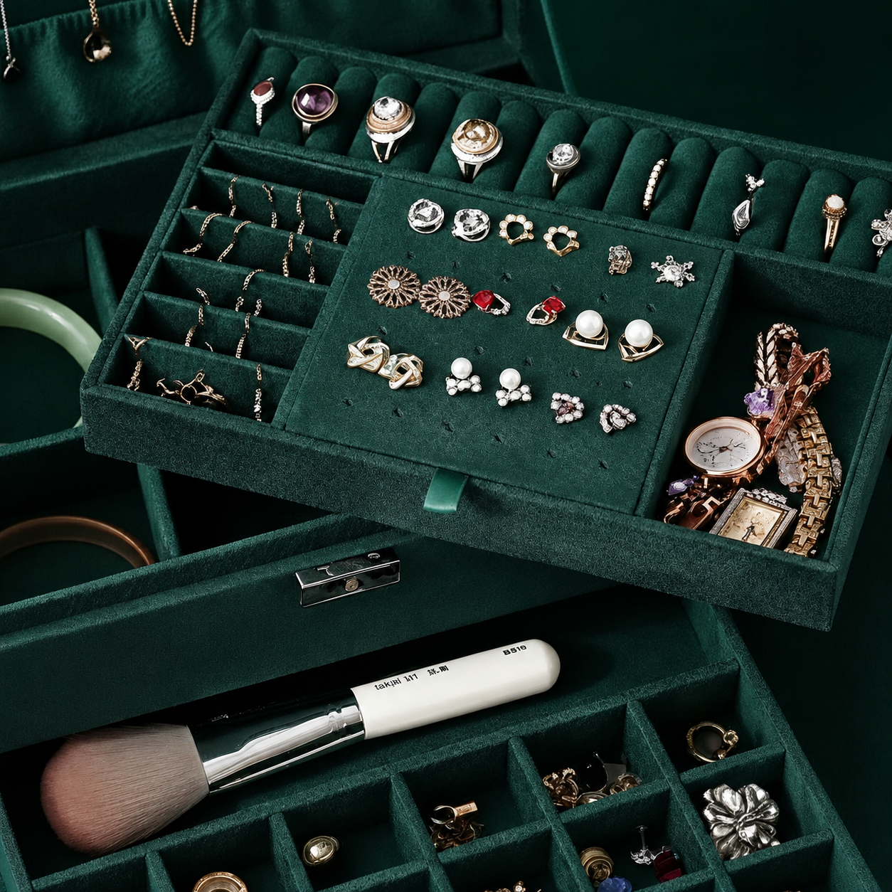 Boîte à bijoux pour femme - L’Écrin Velours Émeraude