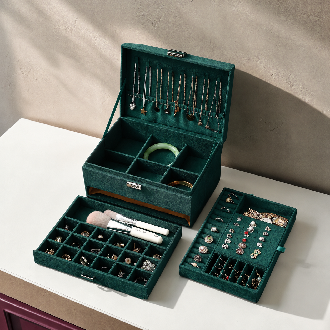 Boîte à bijoux pour femme - L’Écrin Velours Émeraude