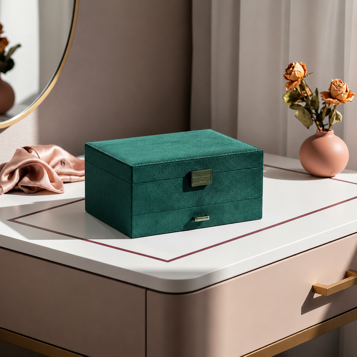 Boîte à bijoux pour femme - L’Écrin Velours Émeraude