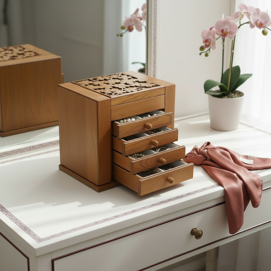 Boîte à bijoux en bois - L’Écrin Bois Fleuri