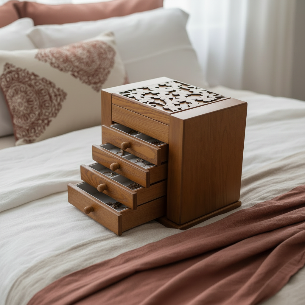 Boîte à bijoux en bois - L’Écrin Bois Fleuri
